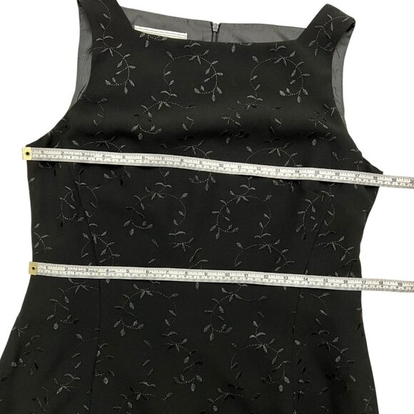 Vintage Floral Embroidered Sheath Dress Black Size 12 90s Gothic Vampire Y2K - Picture 8 of 10